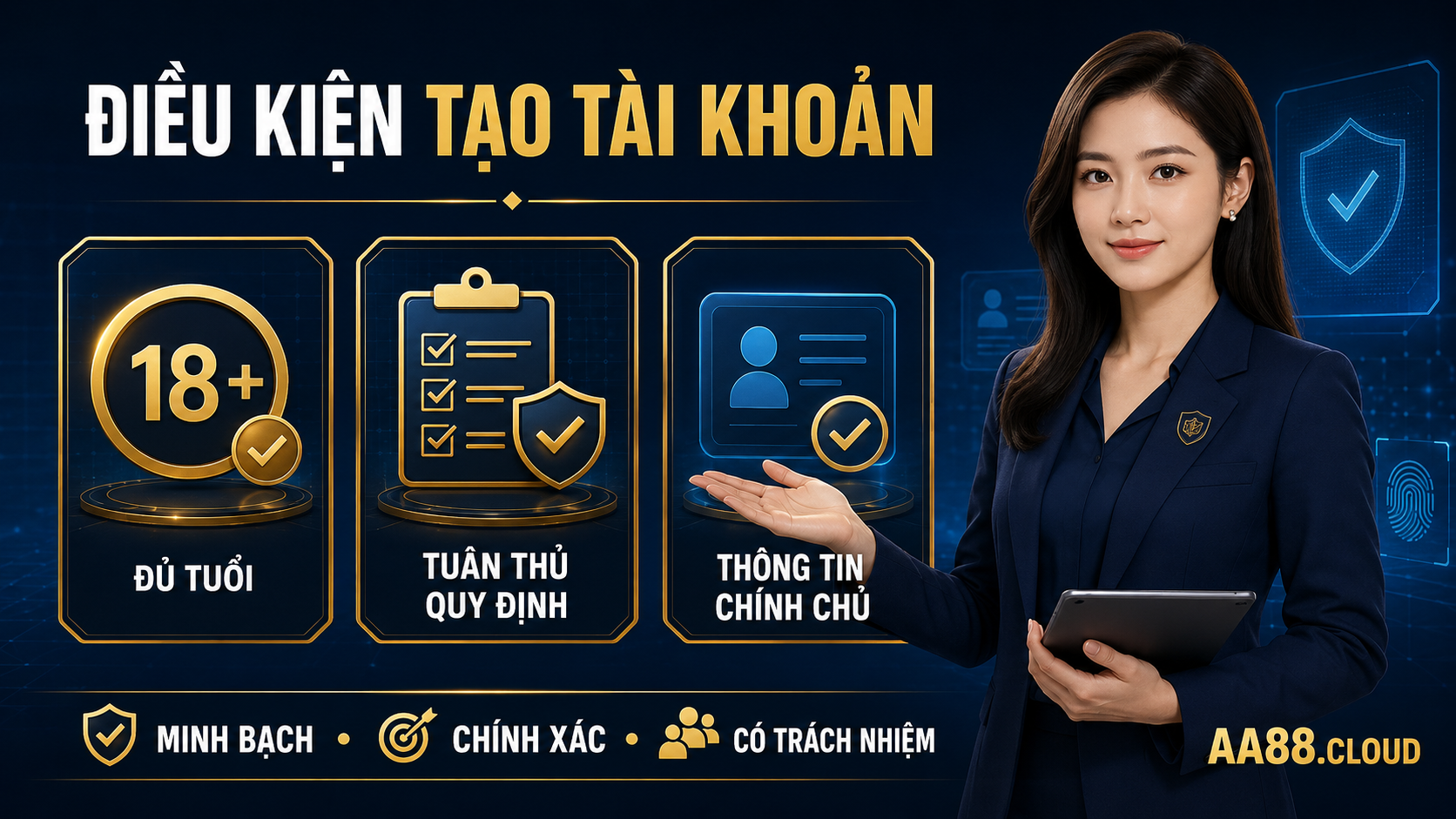 Đủ tuổi, tuân thủ quy định và sử dụng thông tin chính chủ là những điều kiện nền tảng khi tạo tài khoản