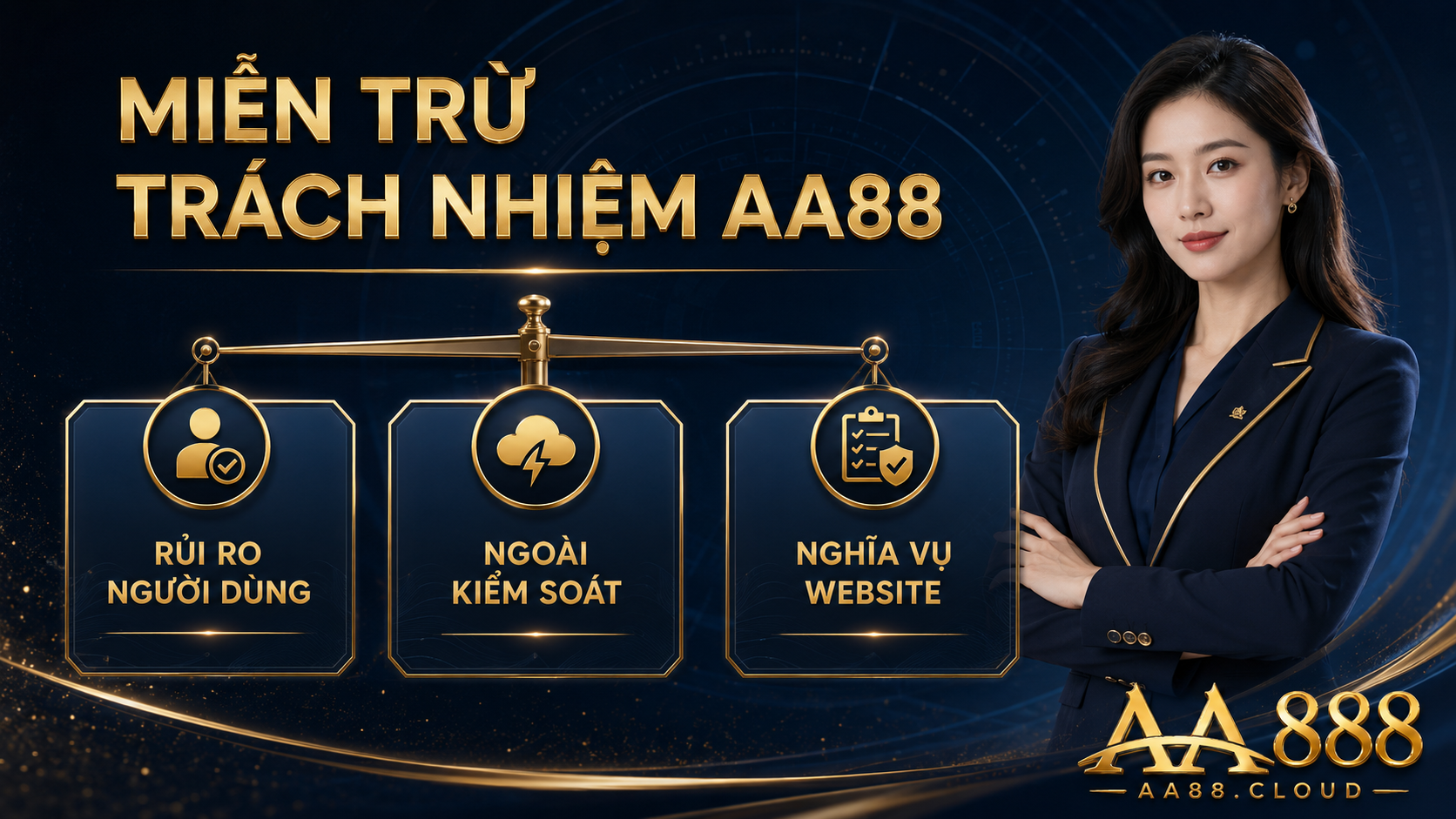 Miễn trừ trách nhiệm AA88 xác định ranh giới giữa rủi ro người dùng tự chịu, sự kiện ngoài kiểm soát và nghĩa vụ của website